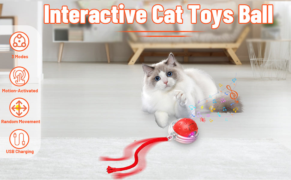 3pcs Set Red, Grey, Green Fully Automatic 360° Rolling Pet Ball - Grinding and Relief Feature with USB Charging LED Light, Durable Plastic Material - Suitable for Kittens and Dogs - Interactive Toy - Easter and Patriots Day