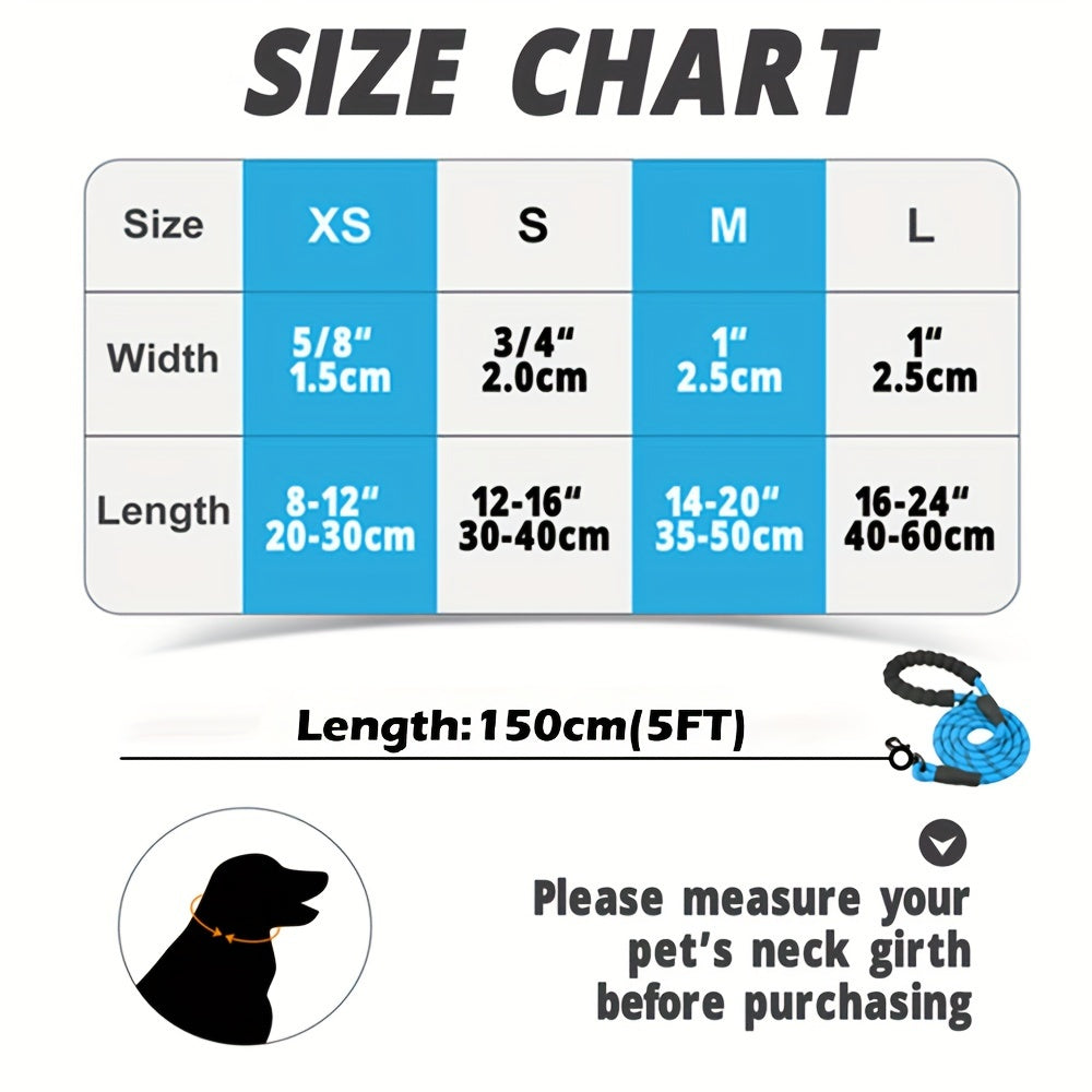 JOYTALE Pet Leash And Collar Set, Reflective Leash And Adjustable Nylon Collar for Small Medium & Large Dogs