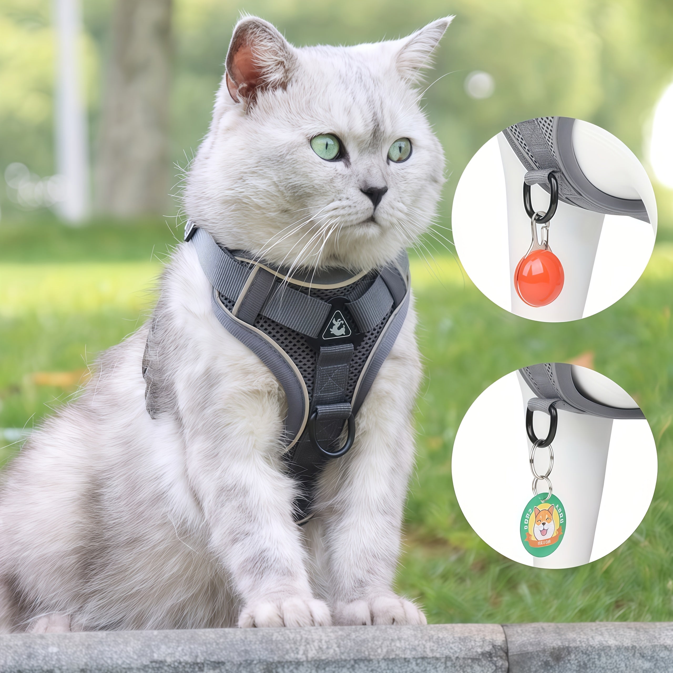 Vest-style pet harness, cat leash and collar set, soft walking leash for cats, anti-escape adjustable cat leash, reflective vest jacket, breathable kitten harness suit, easy to wear, suitable for outdoor walks