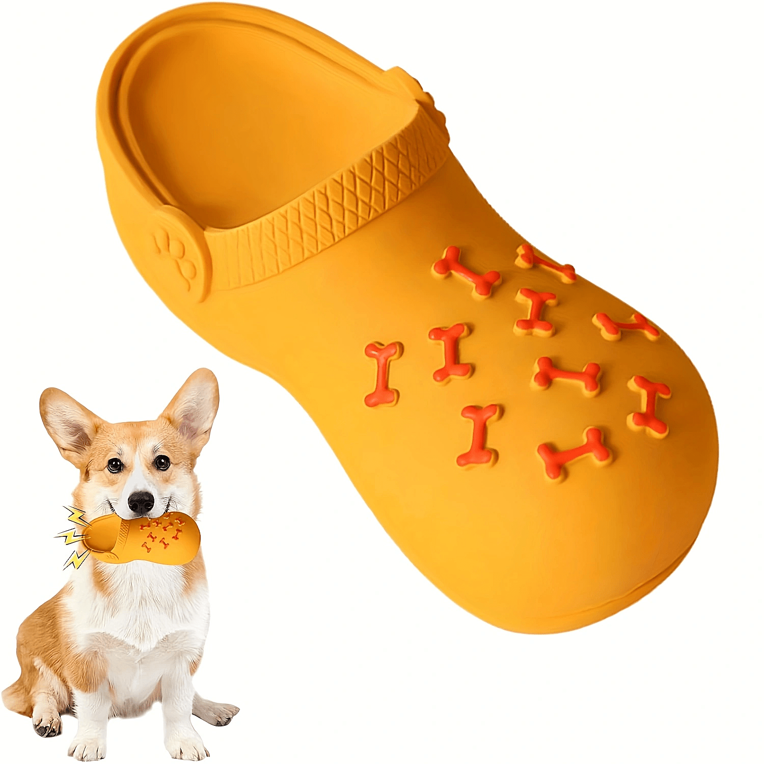 Interactive Squeaky Dog Toy for Aggressive Chewers - Durable Rubber Slippers-Shaped Chew Toy with "I Love You" Design, Teeth Cleaning & Training, Indoor/Outdoor Play for Small, Medium, Large Dogs & Puppies, Dog Toys for Teeth