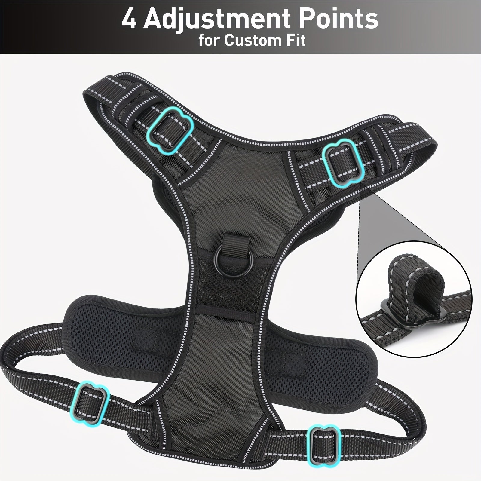 JOYTALE Dog Harness and Leash set,No Pull Adjustable Reflective Oxford Dog Harness Easy Control Medium Large Dog Harness with A Free Heavy Duty 152.4cm Dog Leash