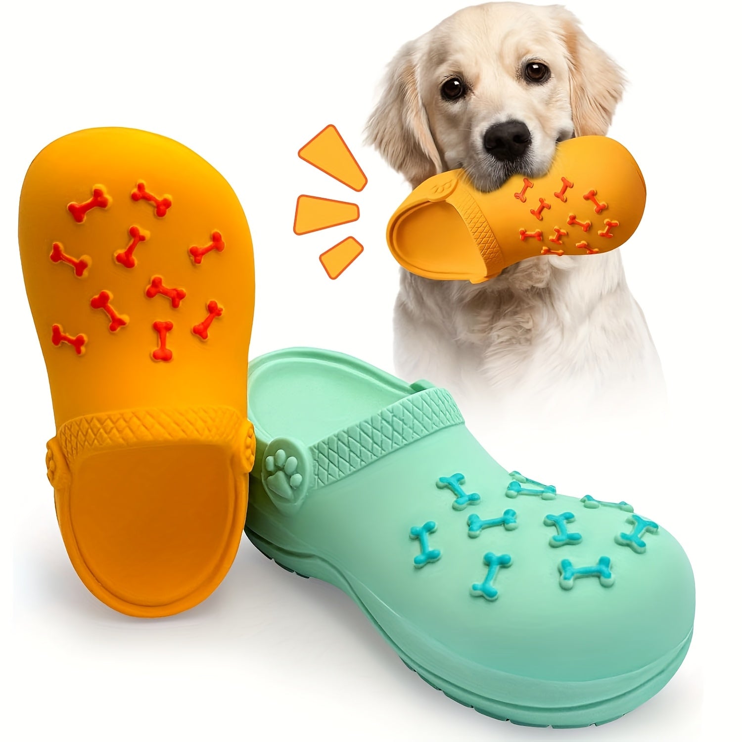 Interactive Squeaky Dog Toy for Aggressive Chewers - Durable Rubber Slippers-Shaped Chew Toy with "I Love You" Design, Teeth Cleaning & Training, Indoor/Outdoor Play for Small, Medium, Large Dogs & Puppies, Dog Toys for Teeth