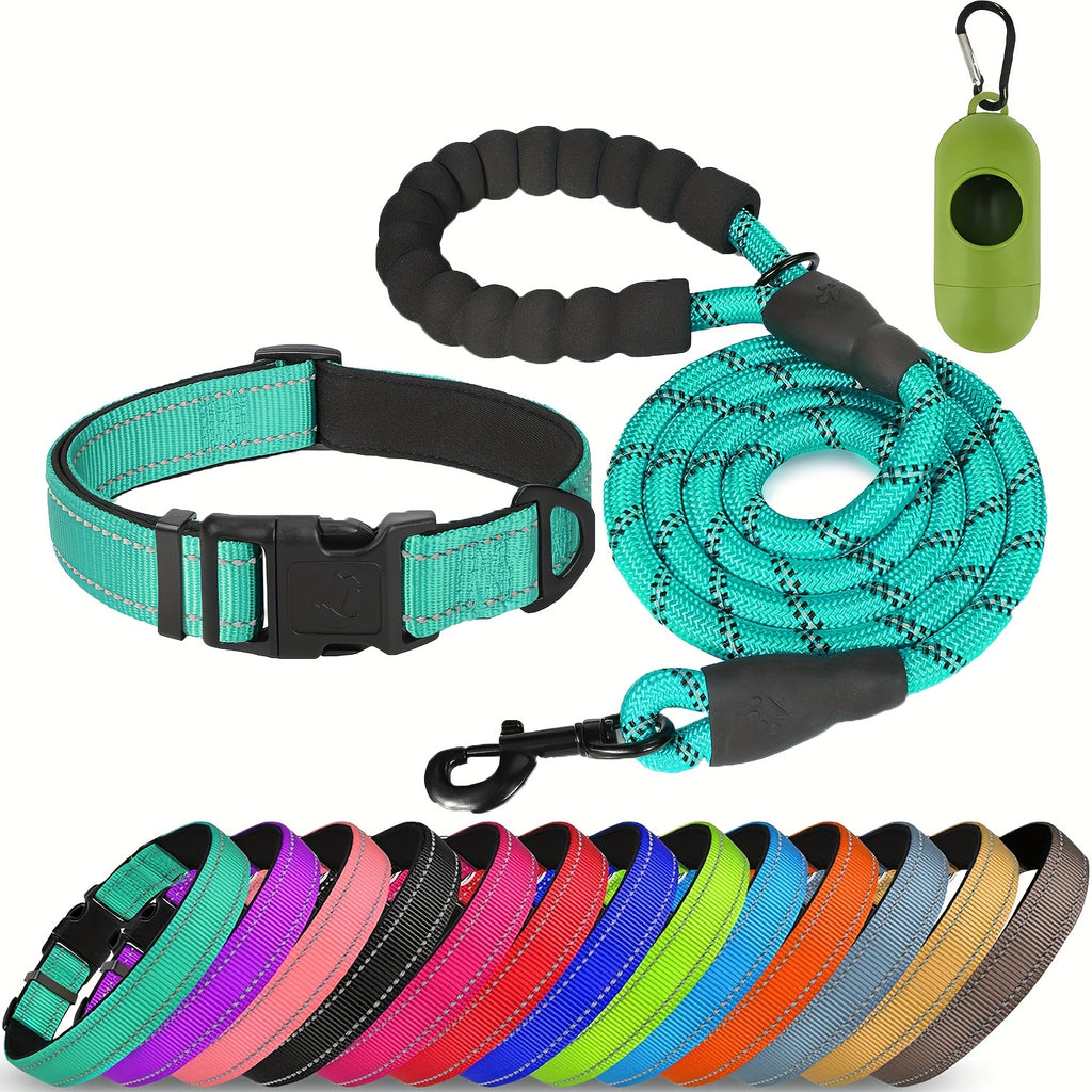 JOYTALE Pet Leash And Collar Set, Reflective Leash And Adjustable Nylon Collar for Small Medium & Large Dogs