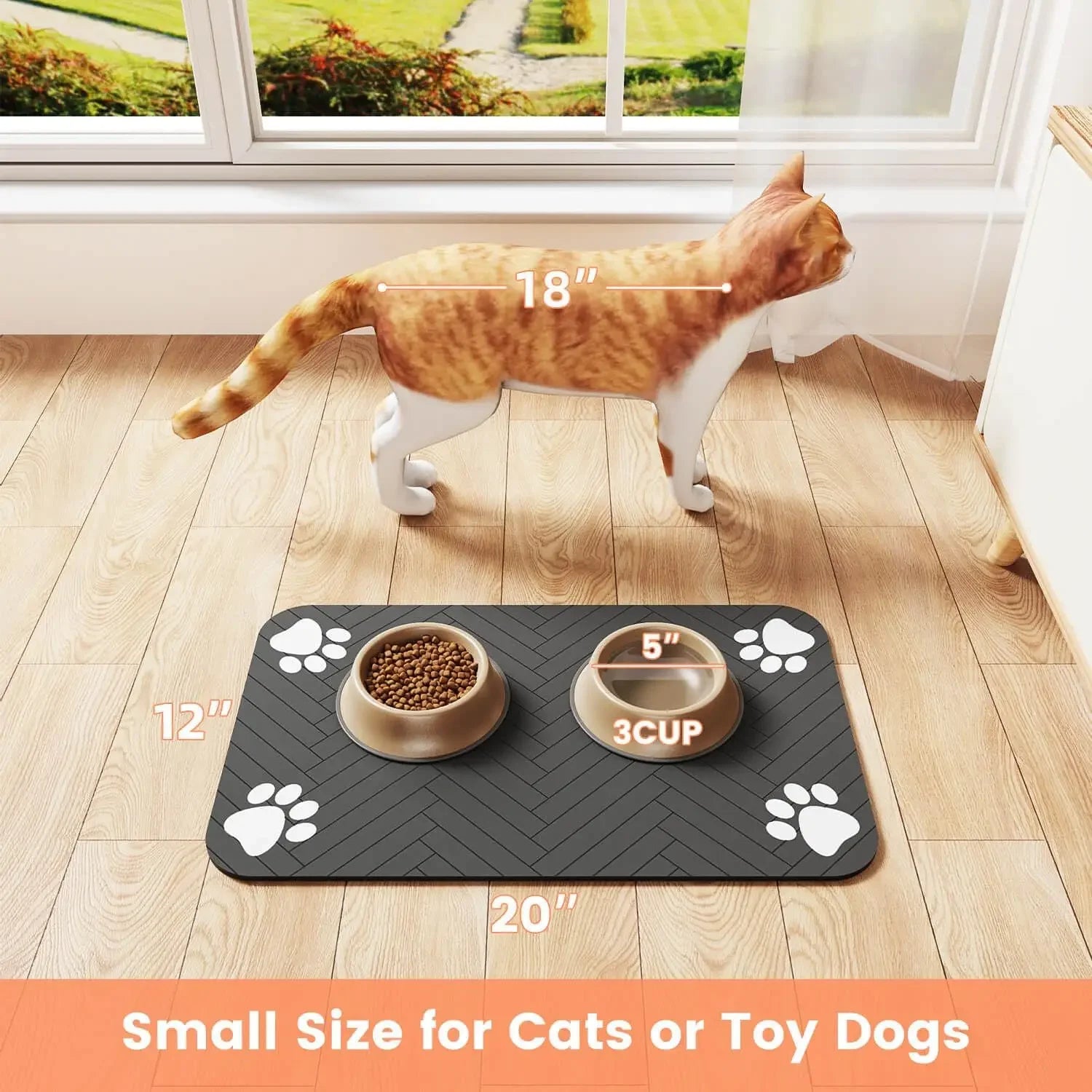 🦴 Tappetino Assorbente Impermeabile per Cibo e Acqua – Taglie S/M/L per Cani e Gatti