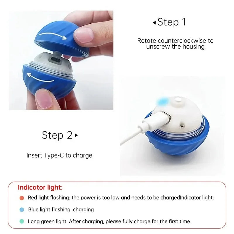 Palla giocattolo per cani, palla rimbalzante automatica che rotola, USB, intelligente, giocattolo interattivo per cani da masticare