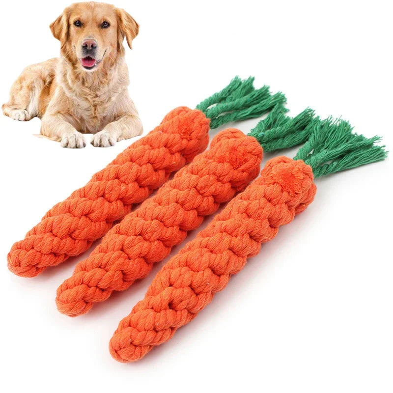Giocattolo Dentale per Cuccioli – Carota in Corda Intrecciata, Resistente e Antimorso