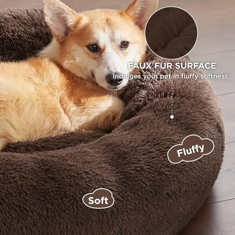🛏️ Cuccia Rotonda Invernale per Cani e Gatti – Letto Morbido Lavabile in Peluche