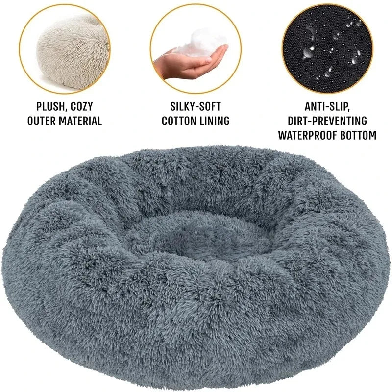 🛏️ Cuccia Rotonda Invernale per Cani e Gatti – Letto Morbido Lavabile in Peluche