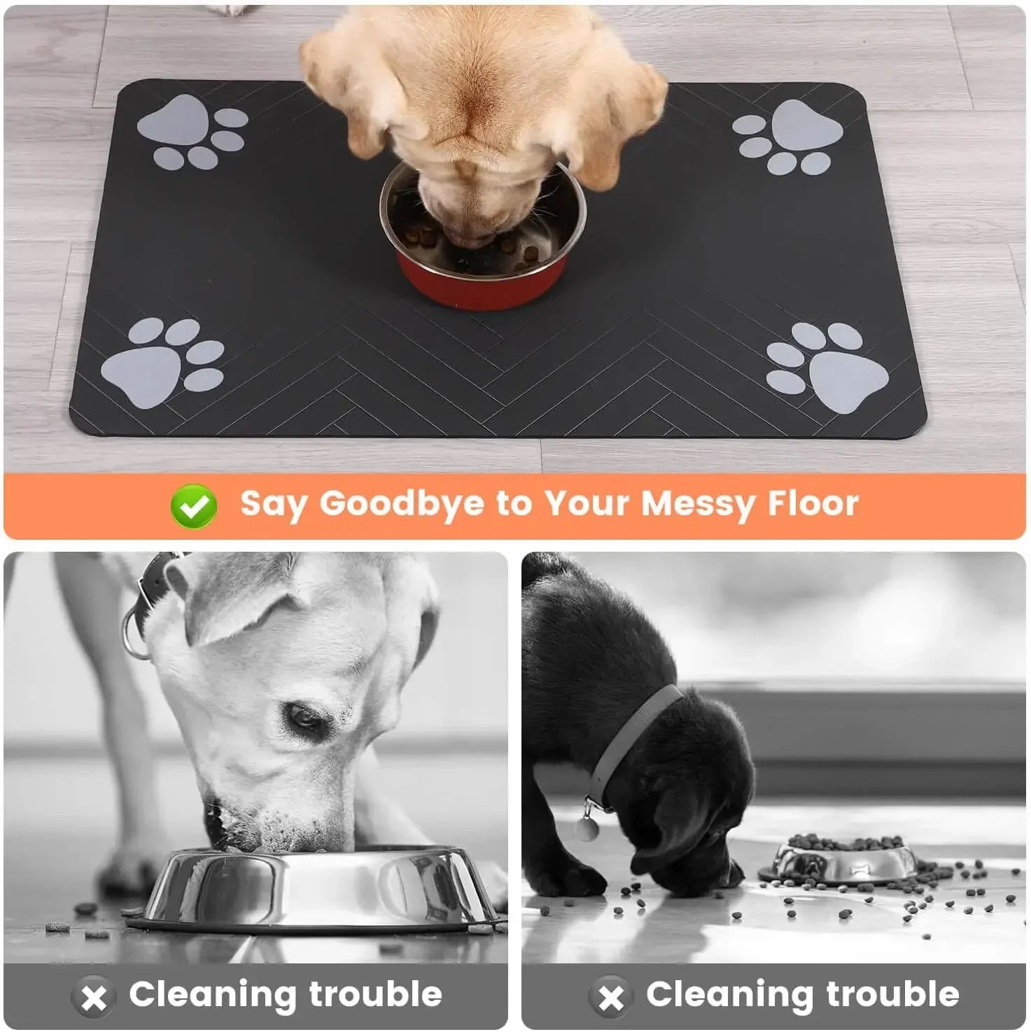 🦴 Tappetino Assorbente Impermeabile per Cibo e Acqua – Taglie S/M/L per Cani e Gatti