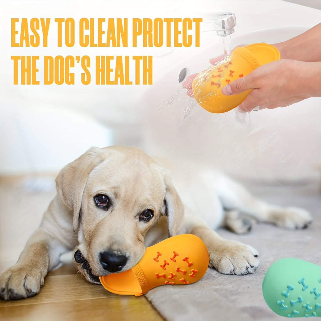 Interactive Squeaky Dog Toy for Aggressive Chewers - Durable Rubber Slippers-Shaped Chew Toy with "I Love You" Design, Teeth Cleaning & Training, Indoor/Outdoor Play for Small, Medium, Large Dogs & Puppies, Dog Toys for Teeth