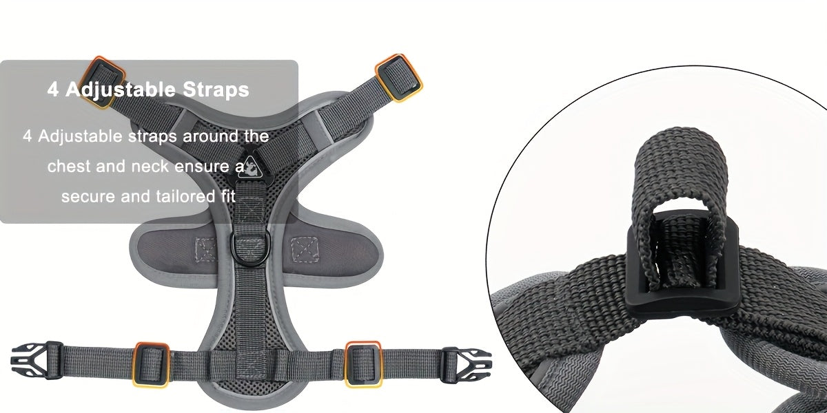 Vest-style pet harness, cat leash and collar set, soft walking leash for cats, anti-escape adjustable cat leash, reflective vest jacket, breathable kitten harness suit, easy to wear, suitable for outdoor walks