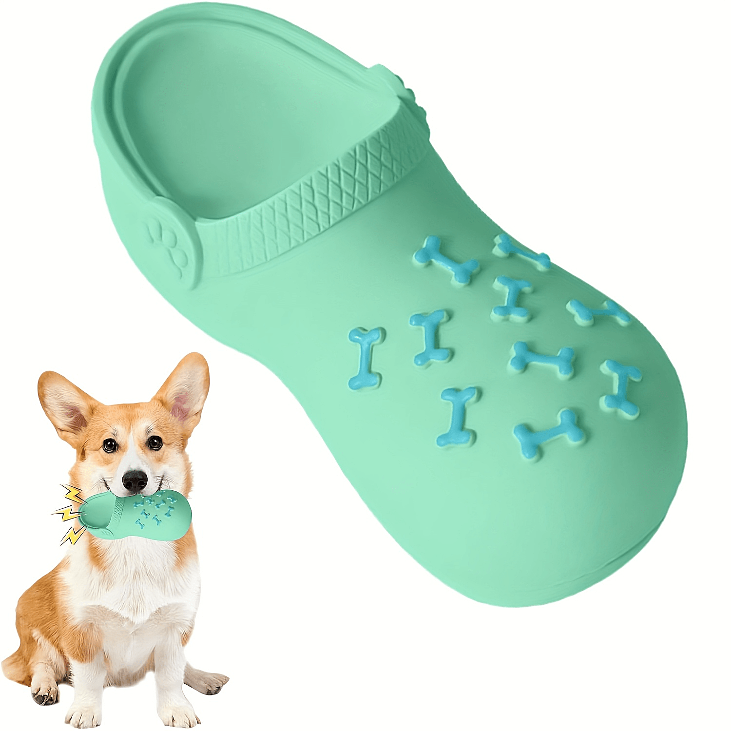 Interactive Squeaky Dog Toy for Aggressive Chewers - Durable Rubber Slippers-Shaped Chew Toy with "I Love You" Design, Teeth Cleaning & Training, Indoor/Outdoor Play for Small, Medium, Large Dogs & Puppies, Dog Toys for Teeth