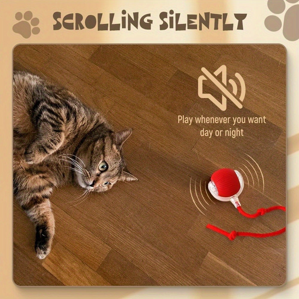 3pcs Set Red, Grey, Green Fully Automatic 360° Rolling Pet Ball - Grinding and Relief Feature with USB Charging LED Light, Durable Plastic Material - Suitable for Kittens and Dogs - Interactive Toy - Easter and Patriots Day